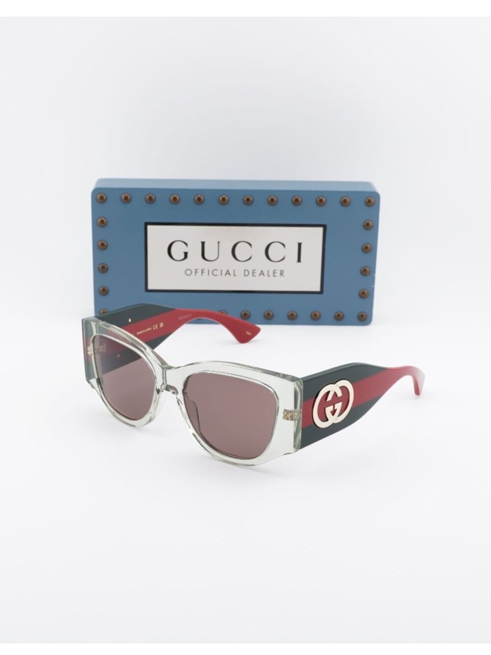 Gucci GG2115S 003 Cat Eye Sunglasses - Transparent Green / Violet